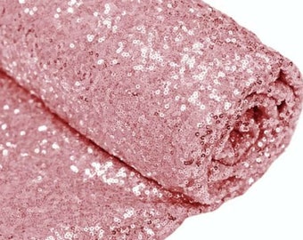 Pink Sequin Fabric, By The Yard, Sequin Fabric, Linen, Sequin Tablecloth