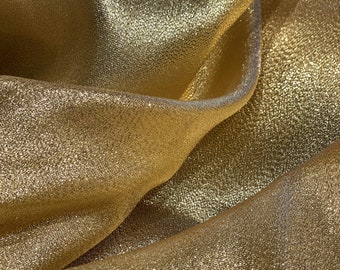 Złota metaliczna tkanina lame | Jedwabna metaliczna tkanina lame | Drapowanie | Dekoracje ślubne | Suknia na zamówienie | Suknia haute couture | Sprzedawana na wymiar