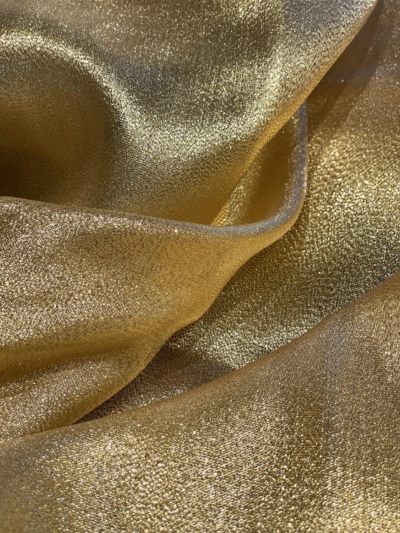 Gold Metallic Lame Fabric Silk Metallic Lame Fabric Draping Wedding Decor  Dancer Custom Couture Gown Sold by the Yard 