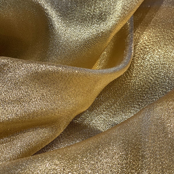 Gold Metallic Lame Fabric | Silk Metallic Lame Fabric | Draping | Wedding Decor | Dancer Custom | Couture Gown | Sold By The Yard