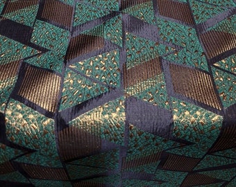Hunter Green Brocade Jacquard Fabric By Yard Gold METALLIC BLACK TEXTURED