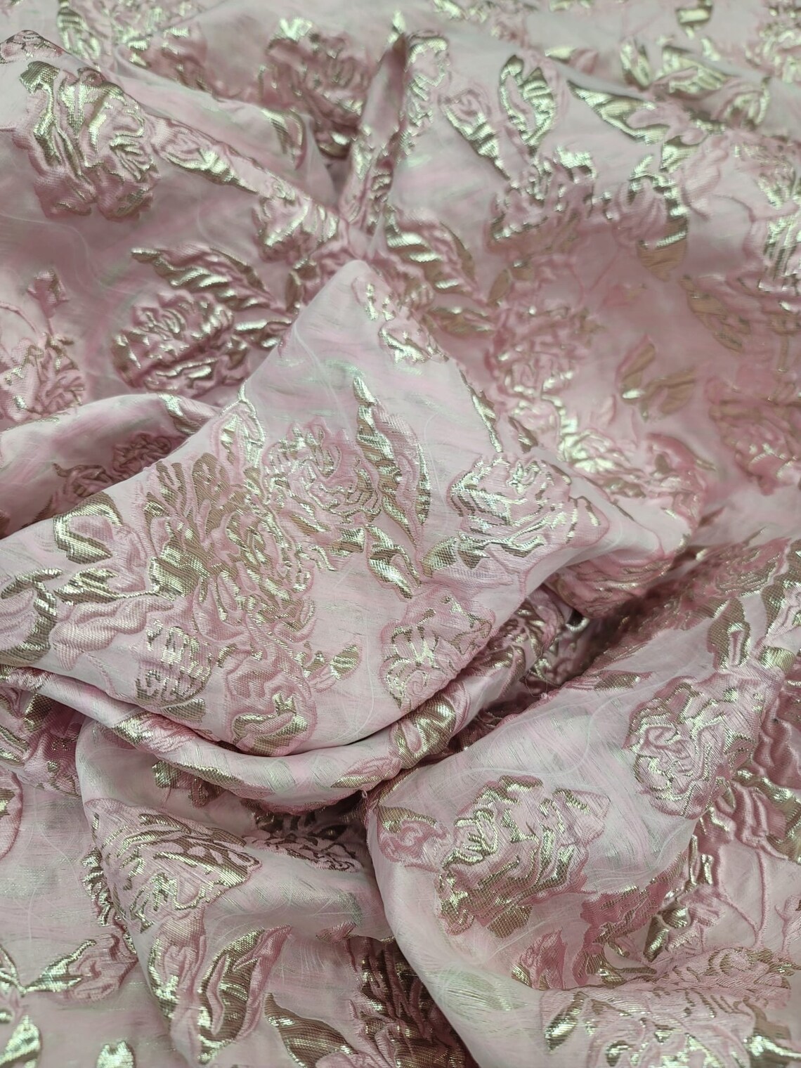 Pink Gold Brocade Blouse Material main image 0