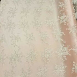 Off White Wedding Beaded Lace Fabric By The Yard Bridal Floral Flowers Scalloped
