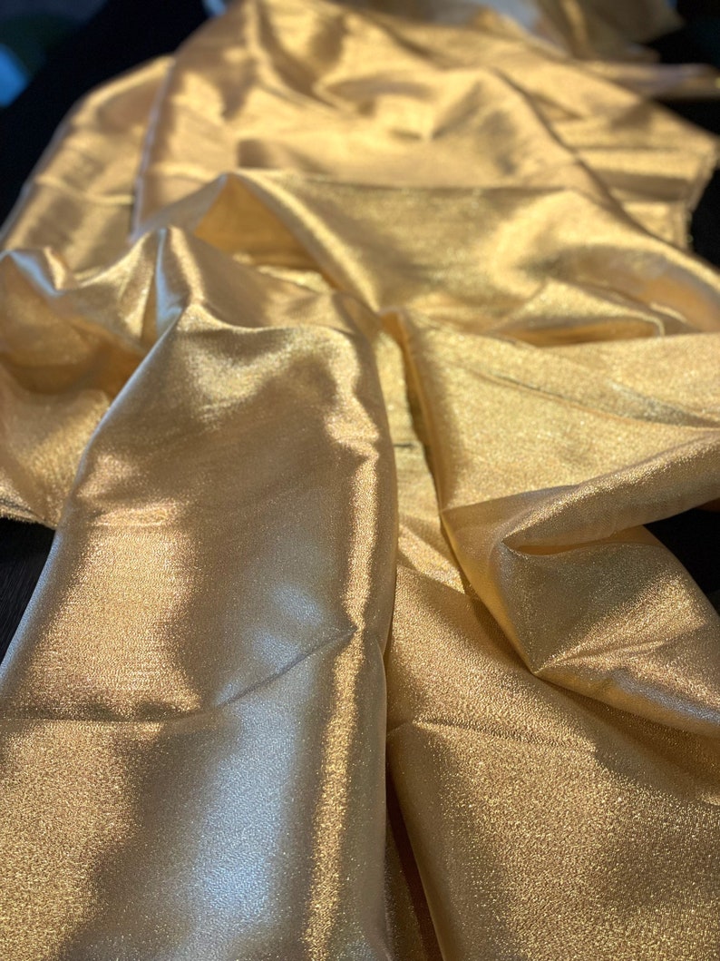 Gold Metallic Lame Fabric Silk Metallic Lame Fabric Etsy