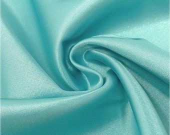 Aqua Blue Charmeuse Satin Fabric |Aqua Blue Stretch Satin| Crafts Fabric| Decoration | 58” Wide | Bridal | Fashion Crafts | Sold ByYard