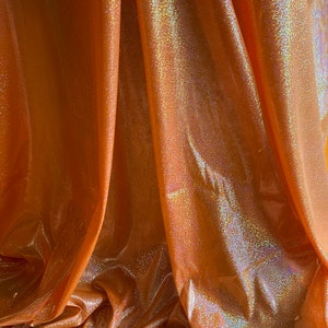 Orange Iridescent Fabric | Holograma Sparkly Fabric | Spandex Fabric | Prom Dress | Dancer Custom | Couture Gown | SoldByTheYard