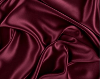 Dark Red Charmeuse Satin Fabric | Dark Red Stretch Satin| 58” Wide Silky, Bridal | Bridal | Flowy Drees Clothing | Sold By Yard