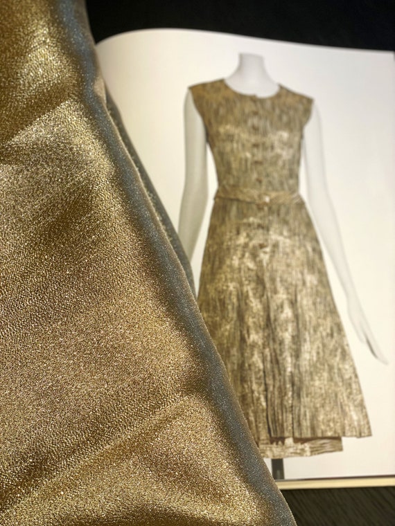 Gold Metallic Lame Fabric Silk Metallic Lame Fabric Draping Wedding Decor  Dancer Custom Couture Gown Sold by the Yard 