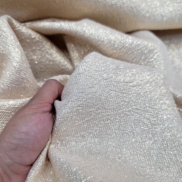 Ligth Gold Brocade Fabric Textured Embossed Fabric Sold By The Yard For Dress