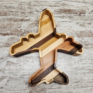 Personalized Airplane wooden Catchall food safe tray
