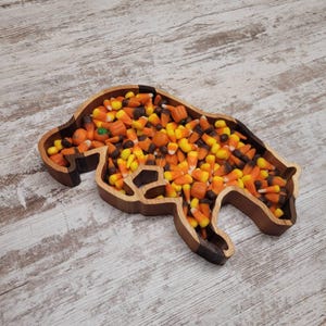 Bear Catchall Tray Wooden Valet Dish Cherry Wood Anniversary Birthday Gift California Lover Woodland Cabin Storage Organizer Men Rustic image 9