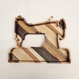 Sewing Machine Tray Wooden Catchall Organizer Storage Craft Room Quilting Pattern Holder Kit Seamstress Gift Handmade Valet Dish Jewelry