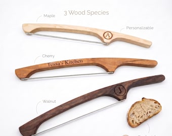 Handmade Bread Knife Wooden Sourdough Cutting Tool Serrated Blade Rustic Kitchen Artisan Gift Wedding Couple Baker Present Hardwood Slicer