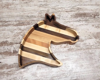 HORSE HEAD, WOODEN Tray, Food Safe, Catch All, Valet Tray, Maple Wood Oil Finished Tray Gift for Decoration