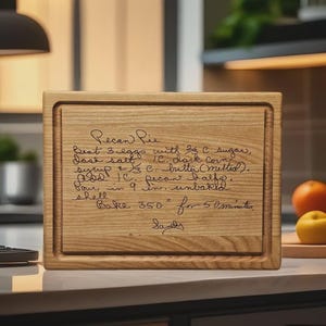 Handwritten Recipe Cutting Board, Grandma&#39;s Handwriting, Engraved Recipe, Christmas, Gift for Mom, Personalized Cutting Board, Mother&#39;s Day
