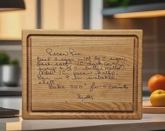 Handwritten Recipe Cutting Board, Grandma&#39;s Handwriting, Engraved Recipe, Christmas, Gift for Mom, Personalized Cutting Board, Mother&#39;s Day