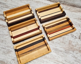 Handcrafted Multi-Colored Wooden Catch All Trays - Organize in Style!