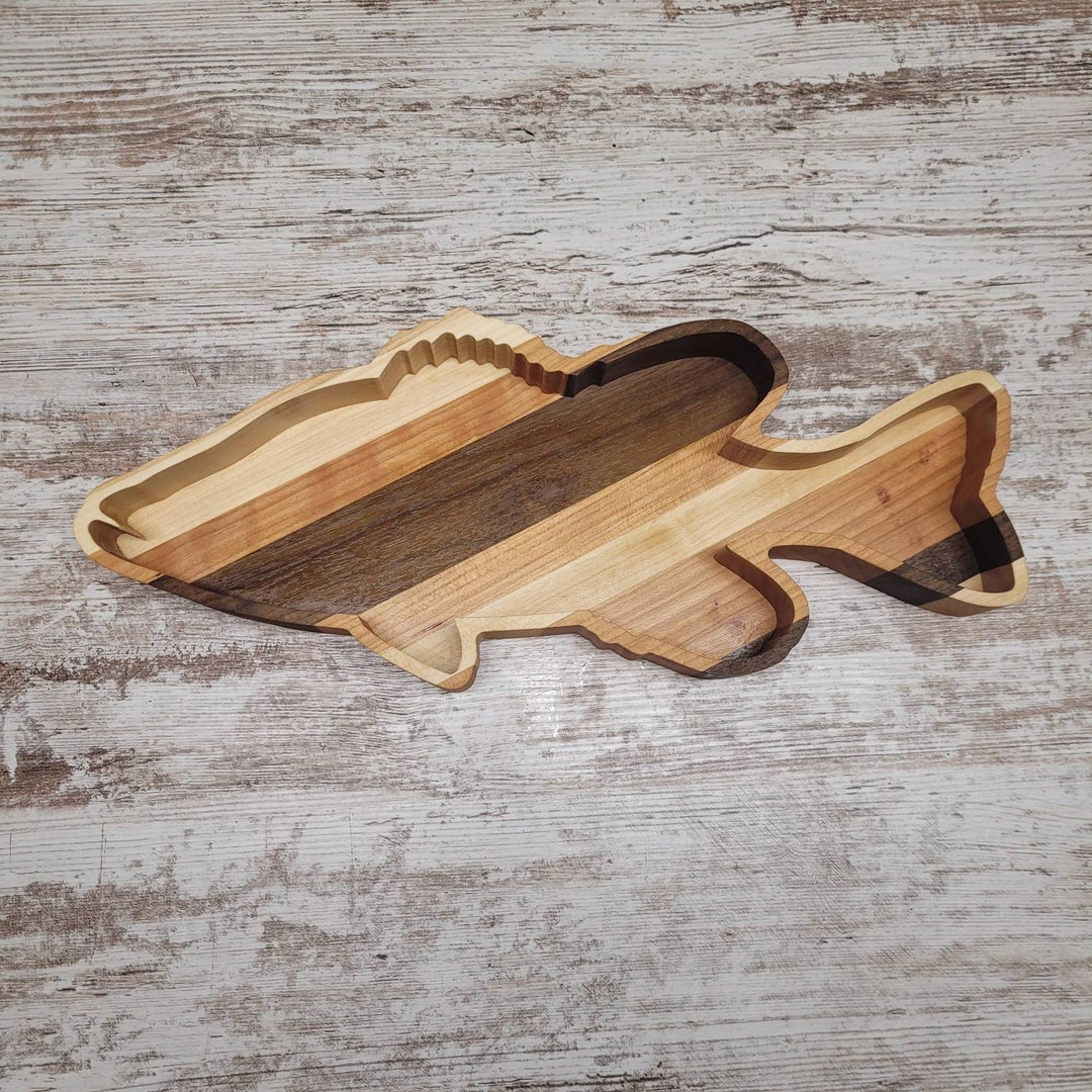 Fish Tray Bass Wooden Food Safe Tray Etsy