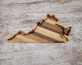Virgina state wooden food safe candy dish catch all tray