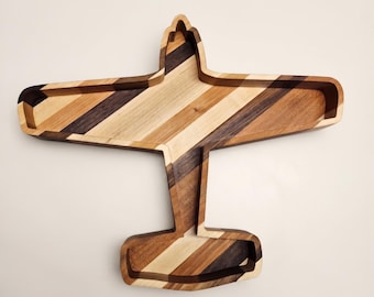 Airplane Tray Organizer Pilot Present Wood Anniversary Aviation Decor Cessna Plane Brother Gift Men Catchall Valet Box Personalized Walnut