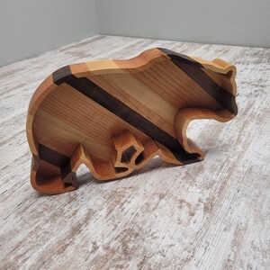 Bear Catchall Tray Wooden Valet Dish Cherry Wood Anniversary Birthday Gift California Lover Woodland Cabin Storage Organizer Men Rustic image 8