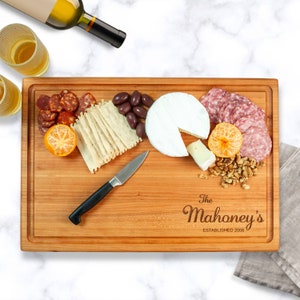 Personalized Cutting Board Wedding Gift, Home decor, Charcuterie Board, Mothers day, Bridal Shower, Engraved Engagement Present image 2