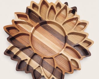 Sunflower Wooden Tray Catchall Jewelry Dish Organizer Bowl Dresser Nightstand Storage Key Holder Rustic Sunflower Decor Farmhouse Sunflower