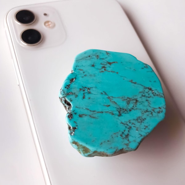 Turquoise Phone Grip | Turquoise Gifts | Turquoise Crystal Phone Grip | Crystal Phone Grip | Quartz Natural Agate Druzy Phone Grip