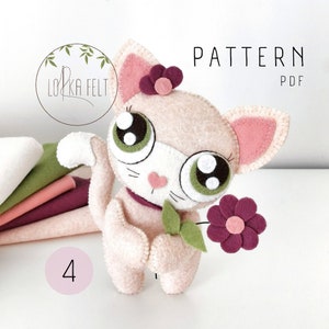 Cat pattern, Pdf pattern, felt pattern, pdf felt pattern, diy pattern, kitty pattern
