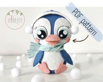 Penguin felt pattern, pdf pattern, diy pattern, pdf felt pattern, Christmas decoration, Christmas ornament