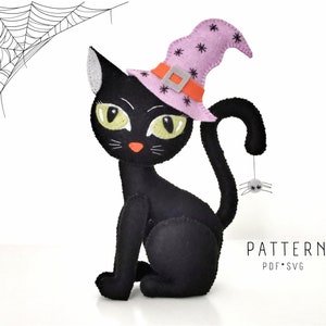 Halloween-Katze, Katzenmuster, Filzmuster, Filzkatzenmuster, PDF-Muster, SVG-Muster, Halloween-Muster, Filzkatze, Halloween-Delt-Dekor