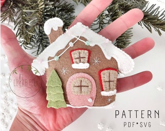 Lebkuchenhaus-Vorlage, PDF-Vorlage, SVG-Vorlage, Filzvorlage, Weihnachtsvorlage, DIY, Nähvorlage, Weihnachtsschmuck, Filzhaus
