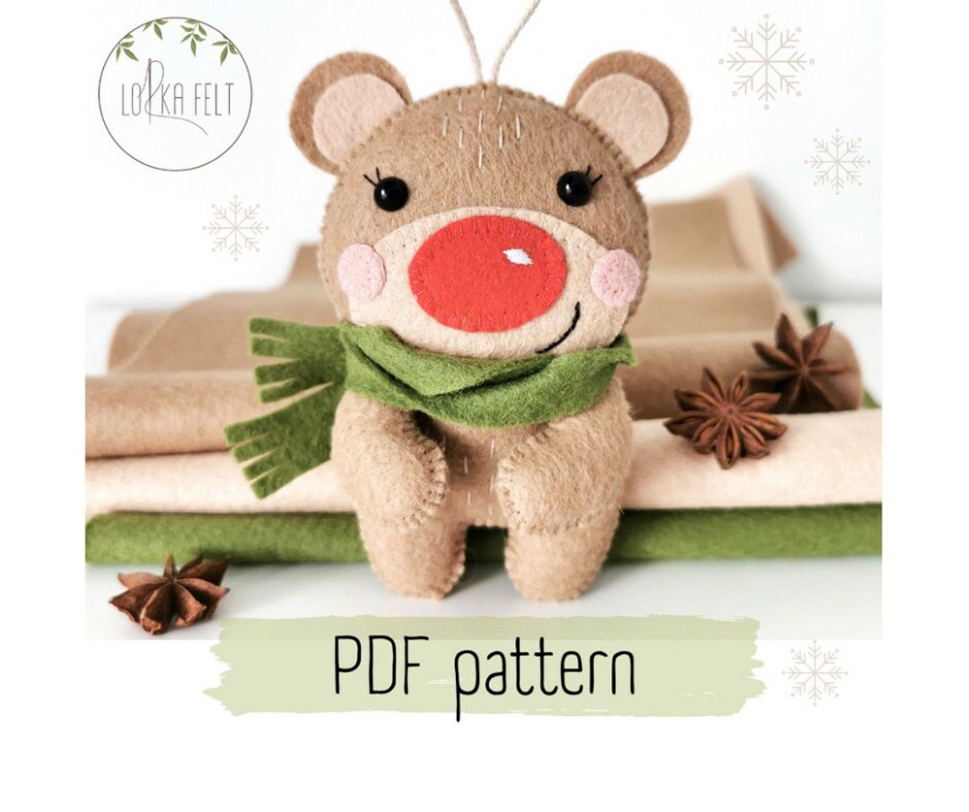 Bear Pattern, Felt Pattern, Pdf Pattern, Christmas Ornament Pattern ...