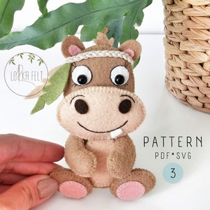 Hippo felt pattern, pdf pattern, svg pattern, felt pattern, hippo pattern, diy pattern, seving pattern