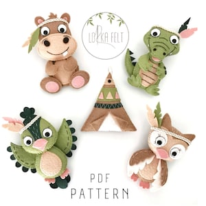 crocodile pattern, hippo pattern, parrot pattern, owl pattern, sewing pattern, pdf pattern, diy pattern