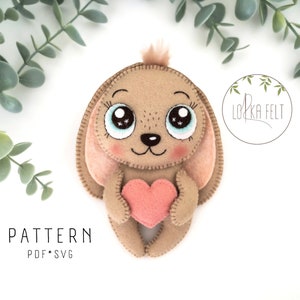 Bunny pattern, Felt pattern, PDF pattern, SVG pattern, sewing pattern, felt bunny, felt ornament, diy