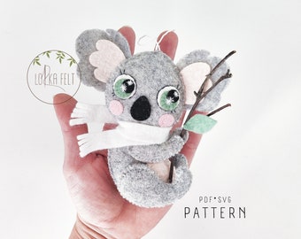 Koala pattern, felt pattern, PDF pattern, SVG pattern, sewing pattern, felt ornament, diy, handmade pattern,