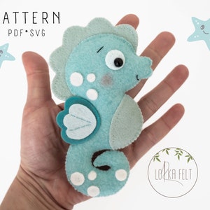 Seahorse pattern, felt pattern, sewing pattern, pdv pattern, svg pattern, seahorse, felt seahorse, diy pattern, felt ornament, felt decor