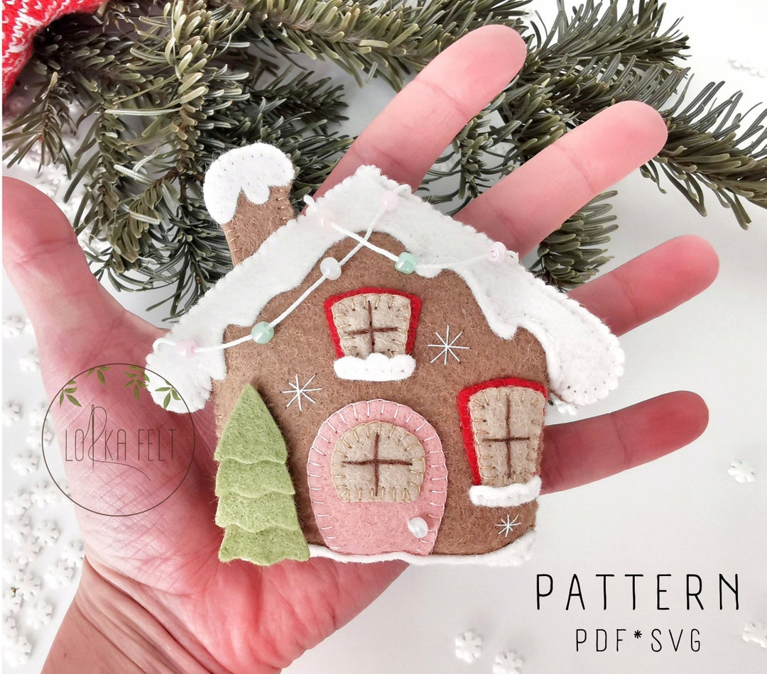 Gingerbread House Pattern, PDF Pattern, SVG Pattern, Felt Pattern