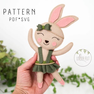 Bunny pattern, ballerina pattern, pdf pattern, felt pattern, svg pattern, felt bunny, sewing pattern, pdf felt pattern, easter pattern, diy