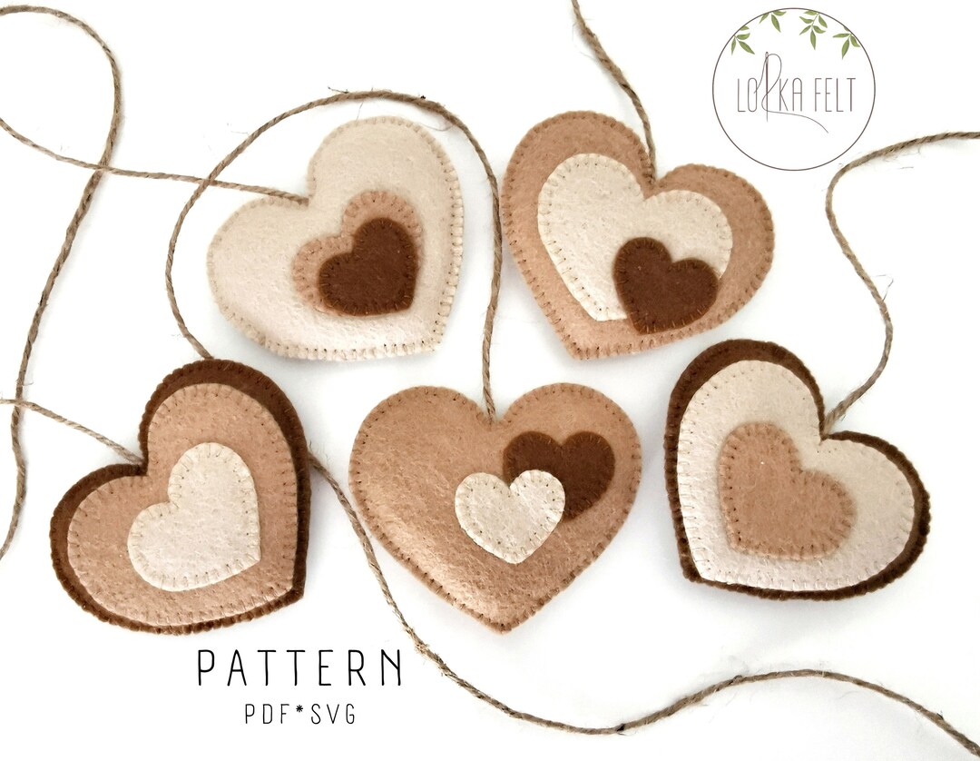 Heart Pattern, Felt Pattern, PDF Pattern, SVG Pattern, Sewing Pattern ...