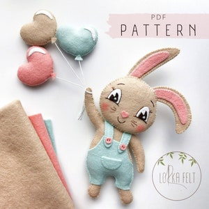 Bunny Felt Pattern, PDF Felt Pattern, PDF Pattern, Felt pattern, Diy pattern, Bunny pattern