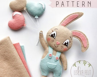 Bunny Felt Pattern, PDF Felt Pattern, PDF Pattern, Felt pattern, Diy pattern, Bunny pattern