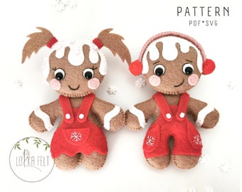 gingerbread pattern, felt gingerbread, gingerbread, gingerbread man, felt pattern, pdf felt pattern, sewing pattern, diy, christmas ornament