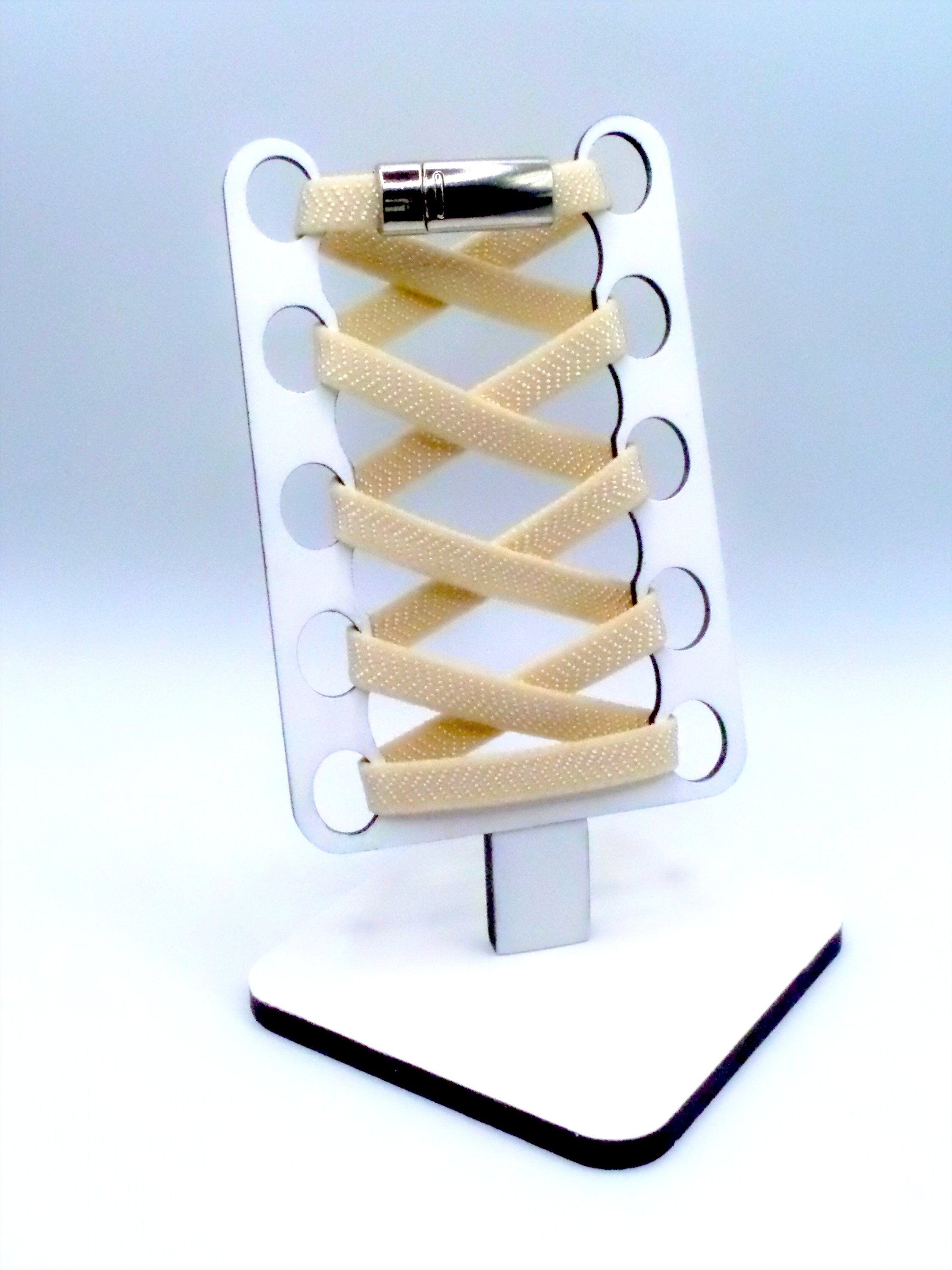 beige elastic shoe laces