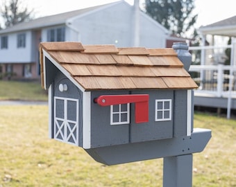 Wood Mailbox with Magnetic Latch (Cedar Shake Roof, Color Selection)