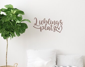 Mountain Love lettering "Favorite Place" Walnut | Wall decoration | Decorative sign | Home | 3D wall sticker approx. 40 x 20 cm Pohmer Design