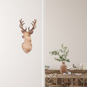 Decorative deer flamed wall decoration 3D deco deer natural wood decorative item 54 x 26.5 cm Pohmer Design