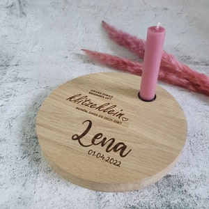 Personalisiertes Geburtstagsbrettchen | Klitzeklein | Kerzenbrett | Geburt | Geschenk | Ø 20cm Pohmer Design