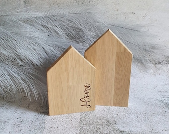 Decorative house in a set of 2 in solid oak | Engraving home | Decorative items | House decoration | Home decoration | Oak | 10 x 15 cm; 10 x 18 cm Pohmer Design